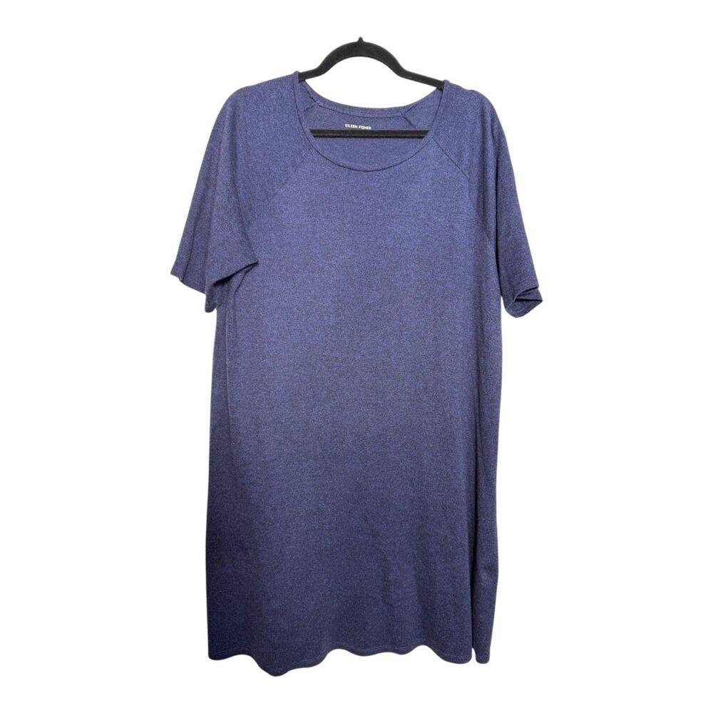 Eileen Fisher Organic Cotton Hemp Shirt Dress Navy Blue Mini Size Large